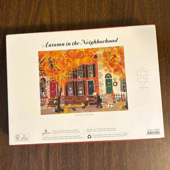 Galison "Autumn in the Neighborhood" 1000 pc Puzzle - Picture 3 of 3